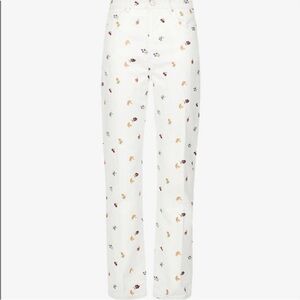 Reformation White Fruit Loops Cynthia High Rise Straight Jeans